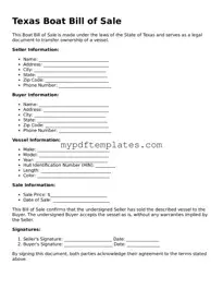 Free Texas Boat Bill of Sale Template
