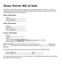Free Texas Tractor Bill of Sale Template