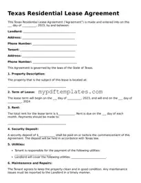 Free Texas Residential Lease Agreement Template