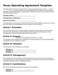 Free Texas Operating Agreement Template
