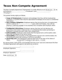 Free Texas Non-compete Agreement Template