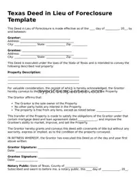 Free Texas Deed in Lieu of Foreclosure Template