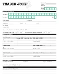 Fill Your Trader Joe's application Template