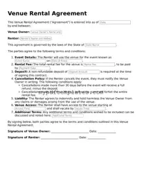 Blank Venue Rental Agreement Form