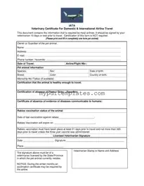 Fill Your Veterinary Certificate Travel Template