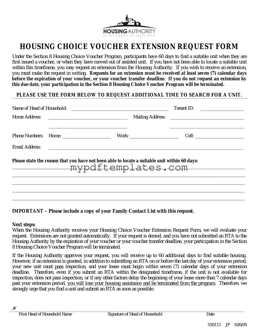 Fill Your Section 8 Voucher Extension Template