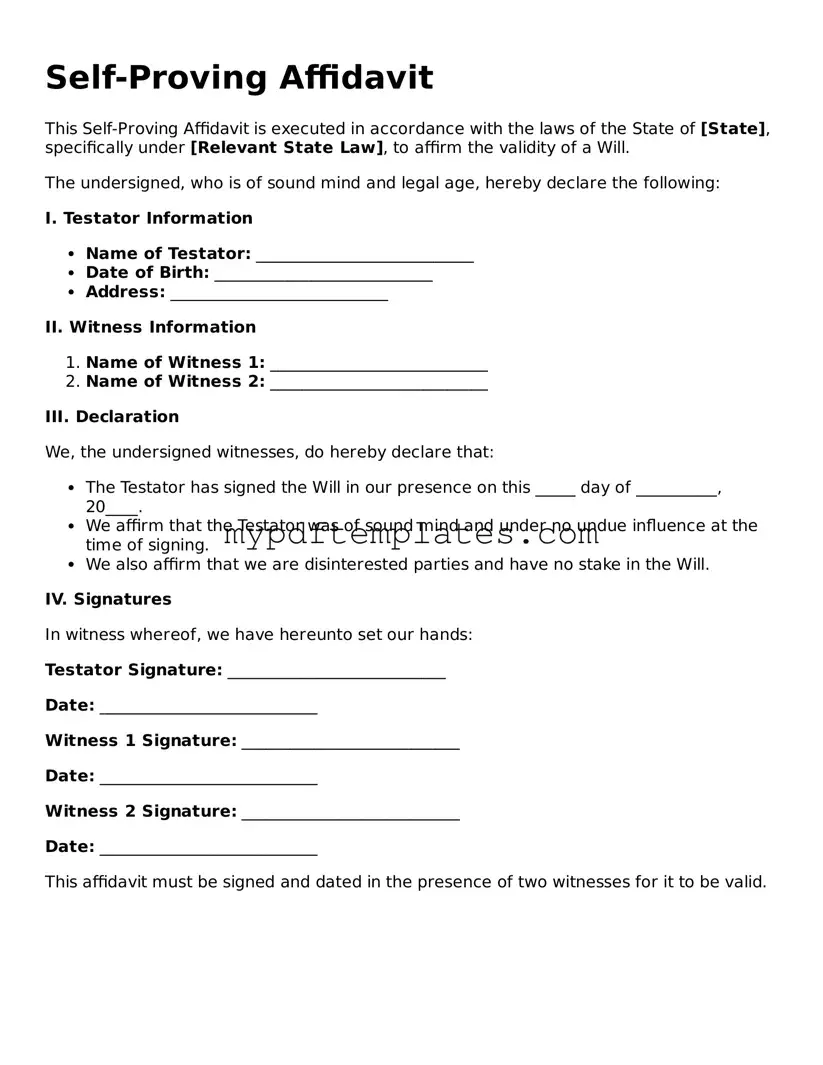 Blank Self-Proving Affidavit Form