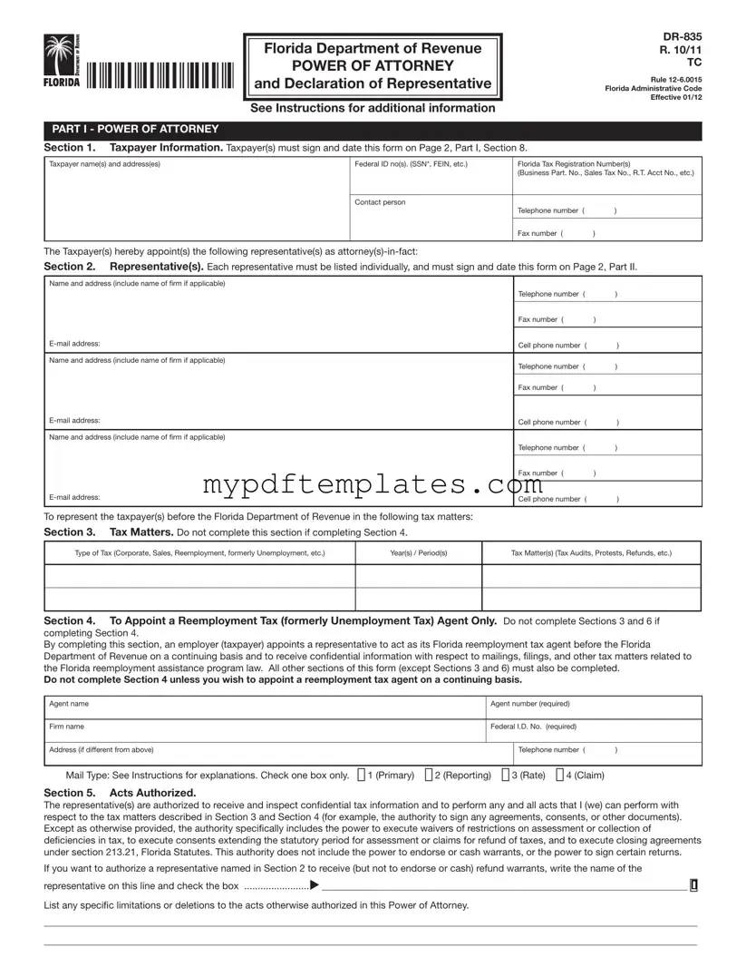 Fill Your Tax POA dr 835 Template