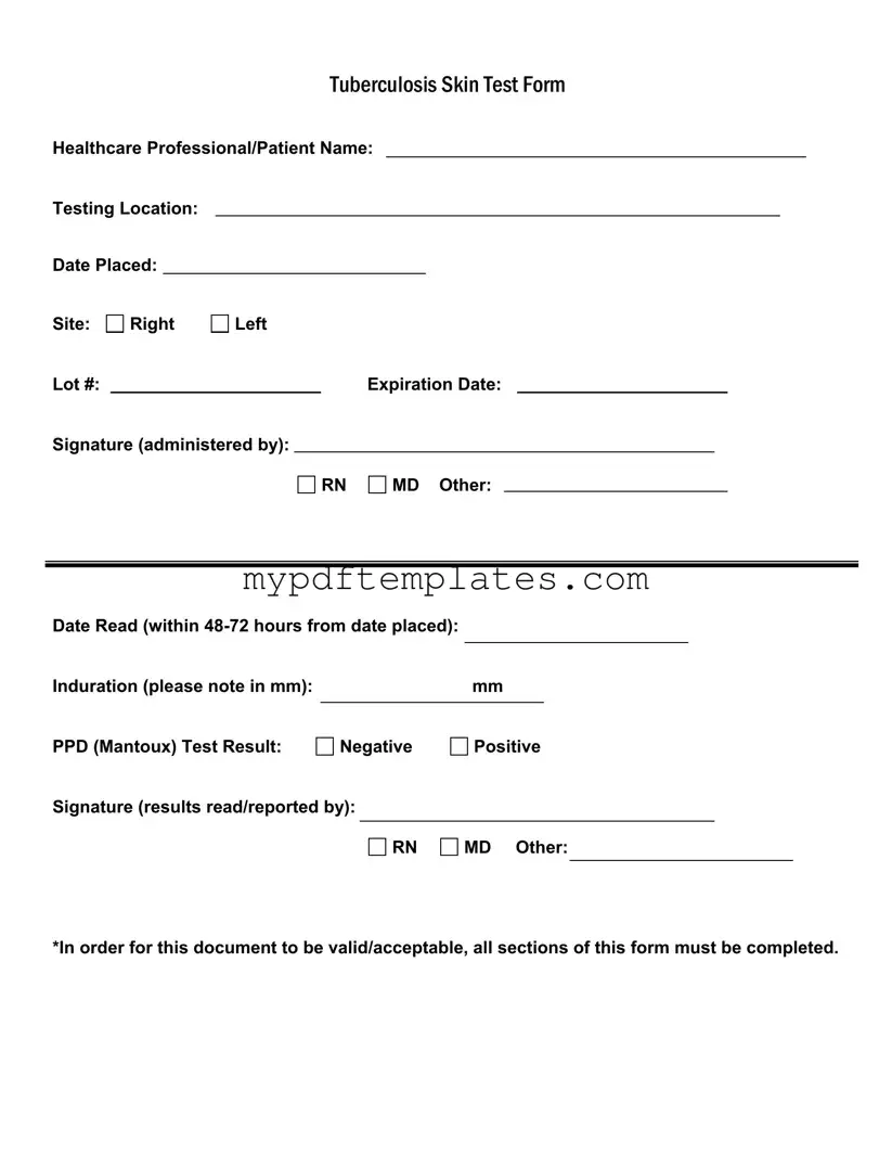 Fill Your Tb Test Template