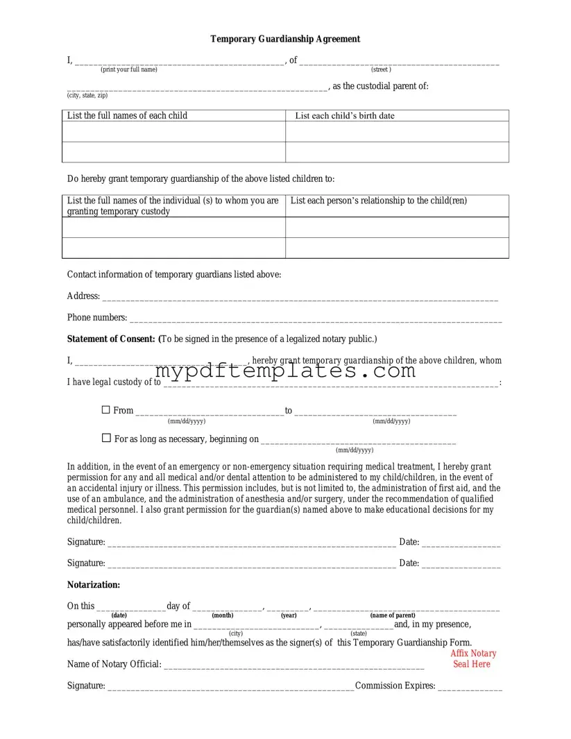 Fill Your Temporary Custody Template
