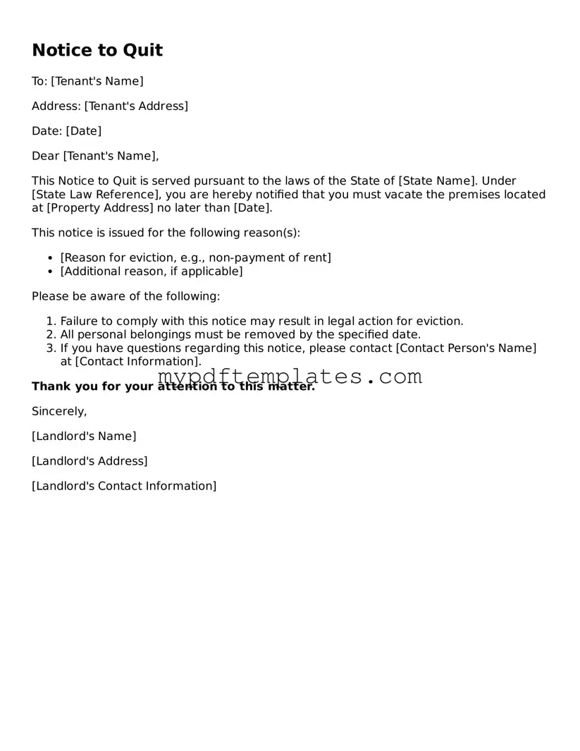 Blank Notice to Quit Form