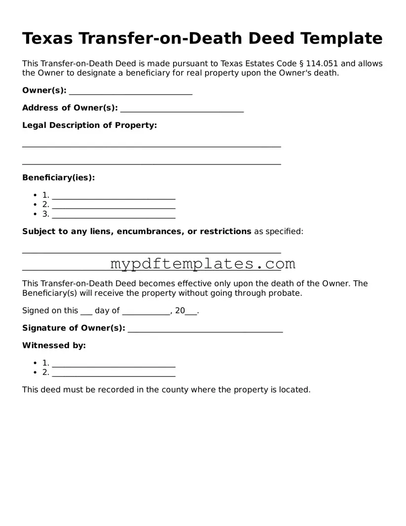 Free Texas Transfer-on-Death Deed Template