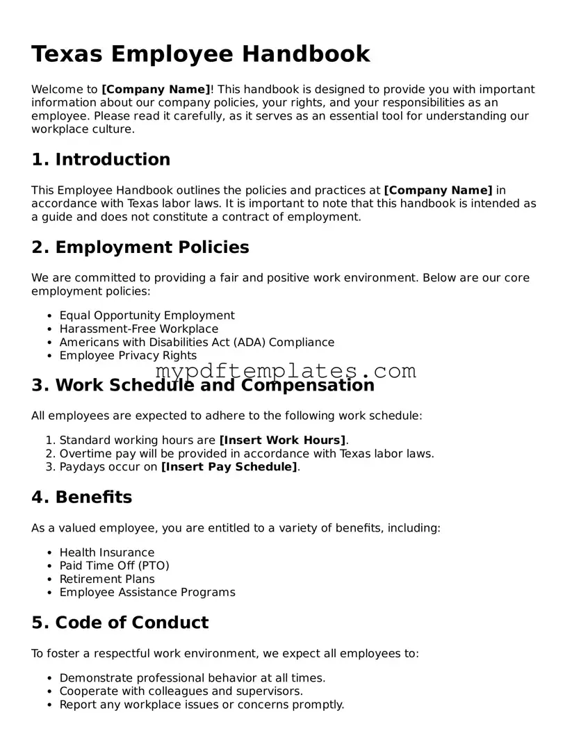 Free Texas Employee Handbook Template