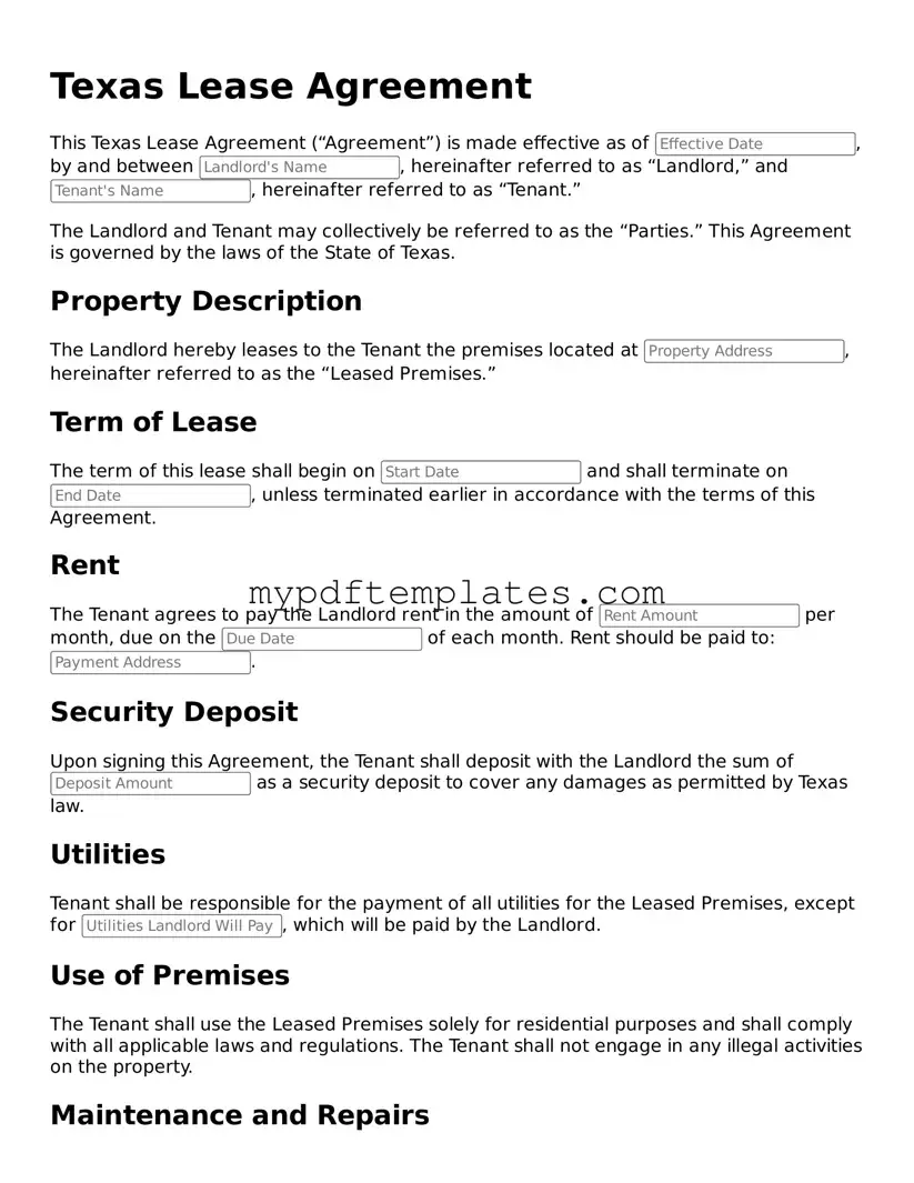 Free Texas Lease Agreement Template