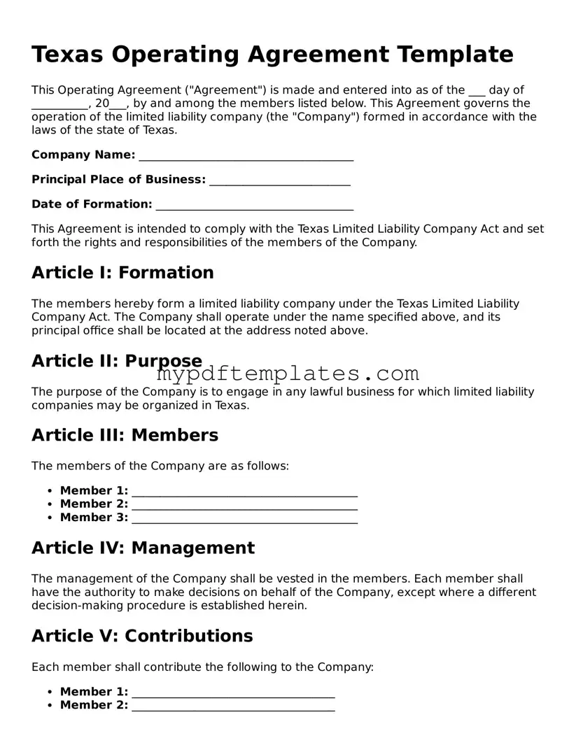 Free Texas Operating Agreement Template