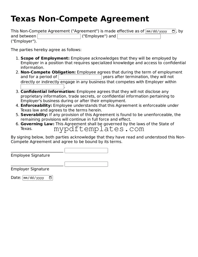 Free Texas Non-compete Agreement Template
