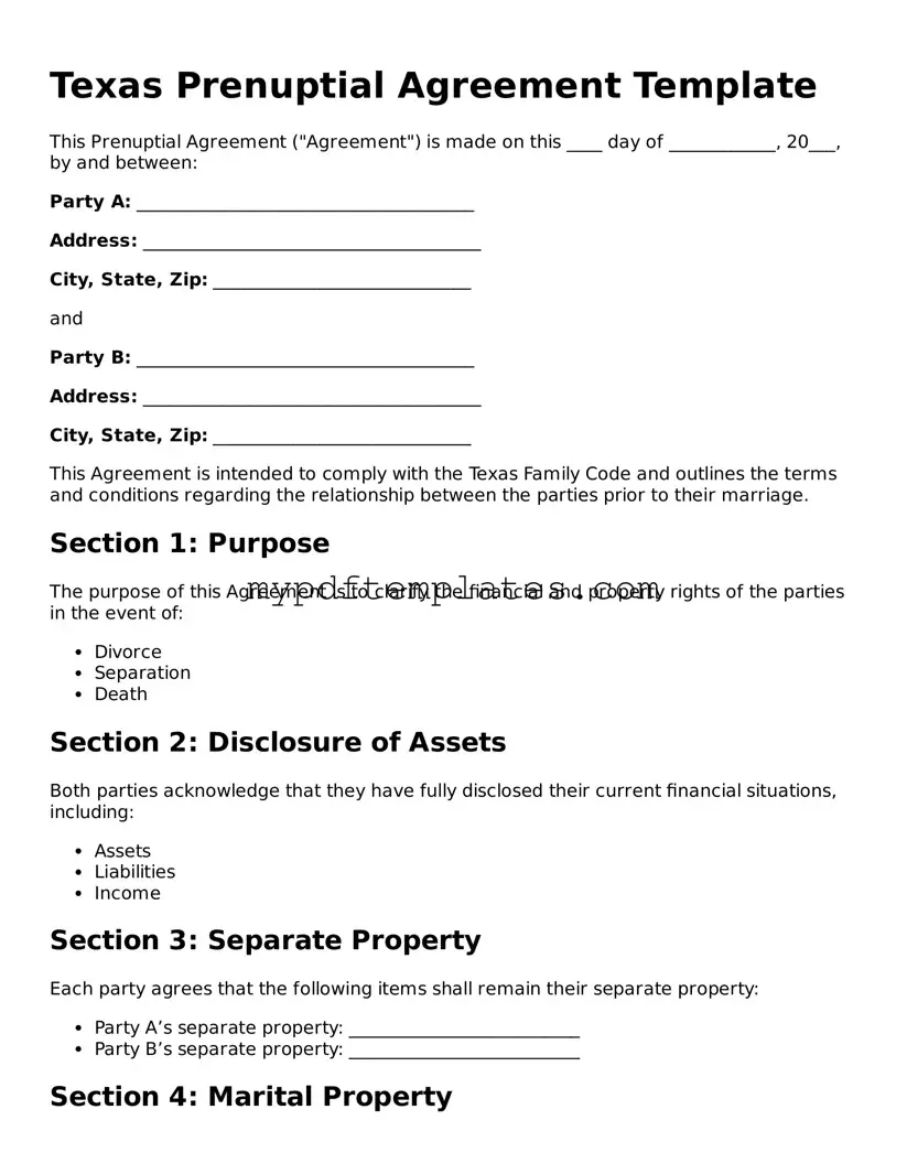 Free Texas Prenuptial Agreement Template