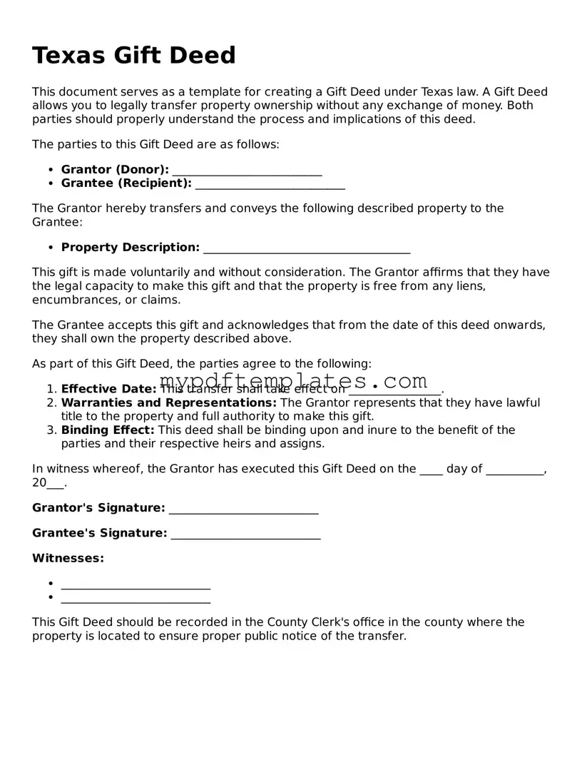 Free Texas Gift Deed Template