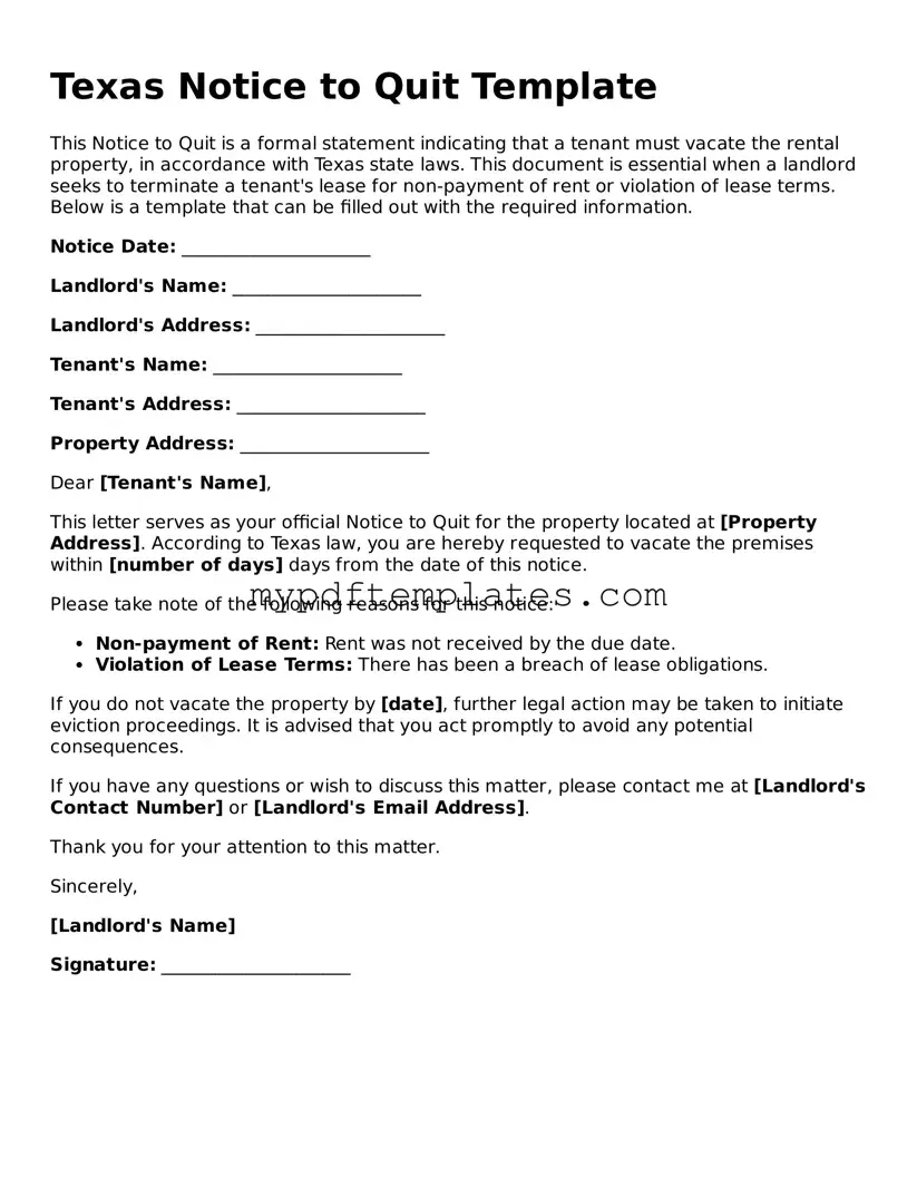 Free Texas Notice to Quit Template