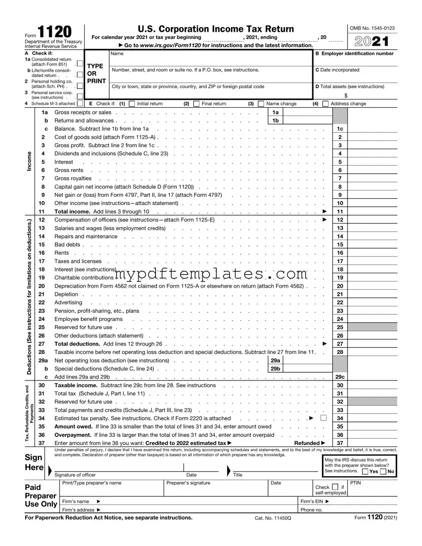 Fill Your IRS 1120 Template