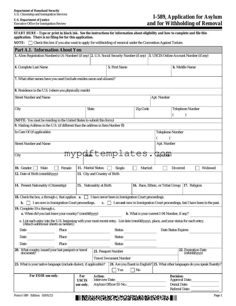 Fill Your USCIS I-589 Template