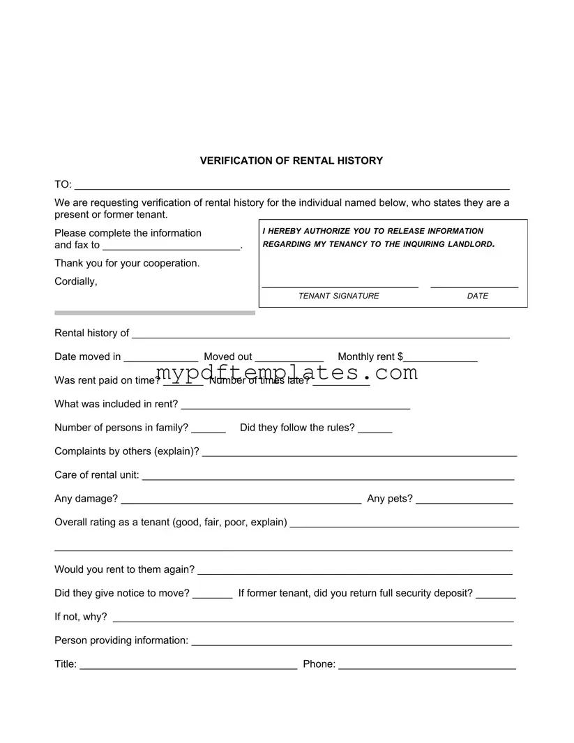 Fill Your Verification Rental Template