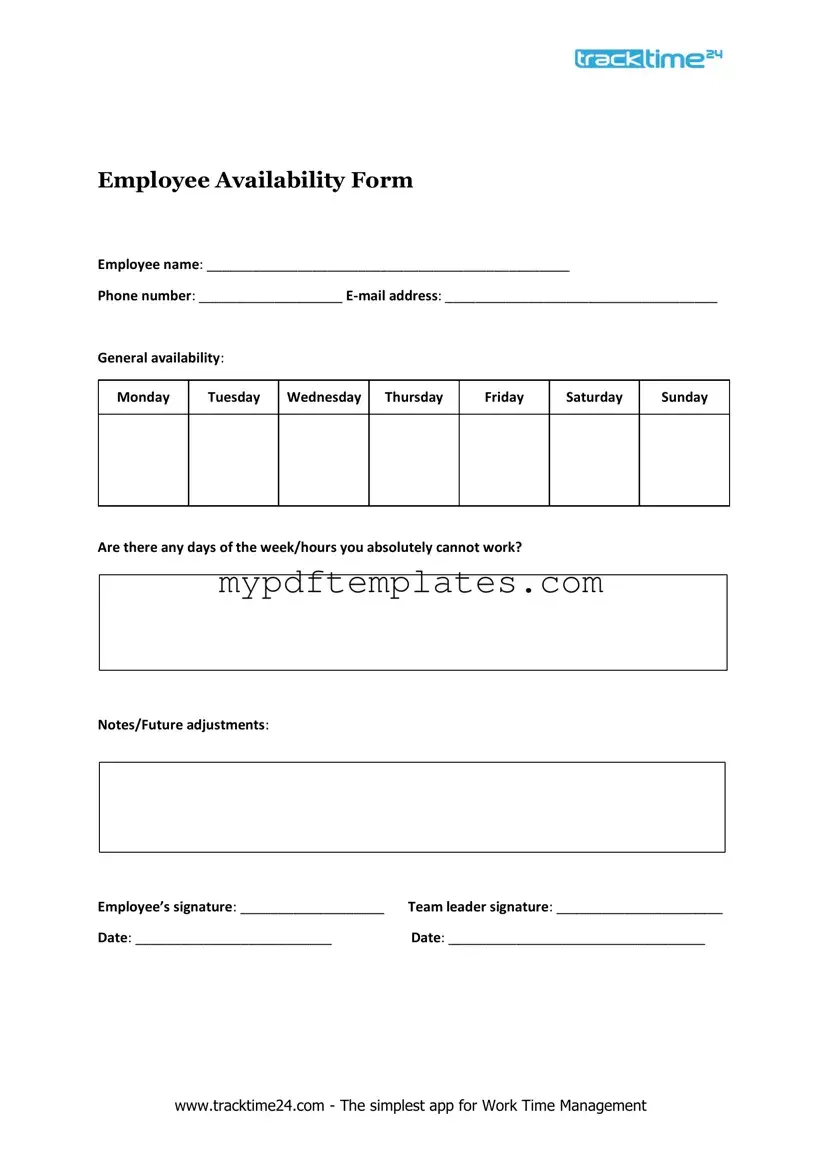 Fill Your Employee Availability Template
